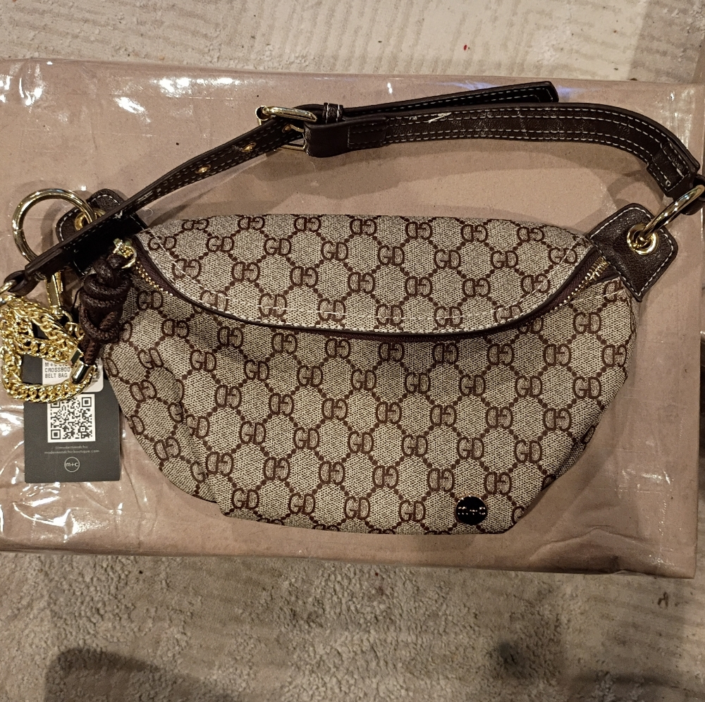 Brown Patterned Gucci Inspired Crossbody Bag